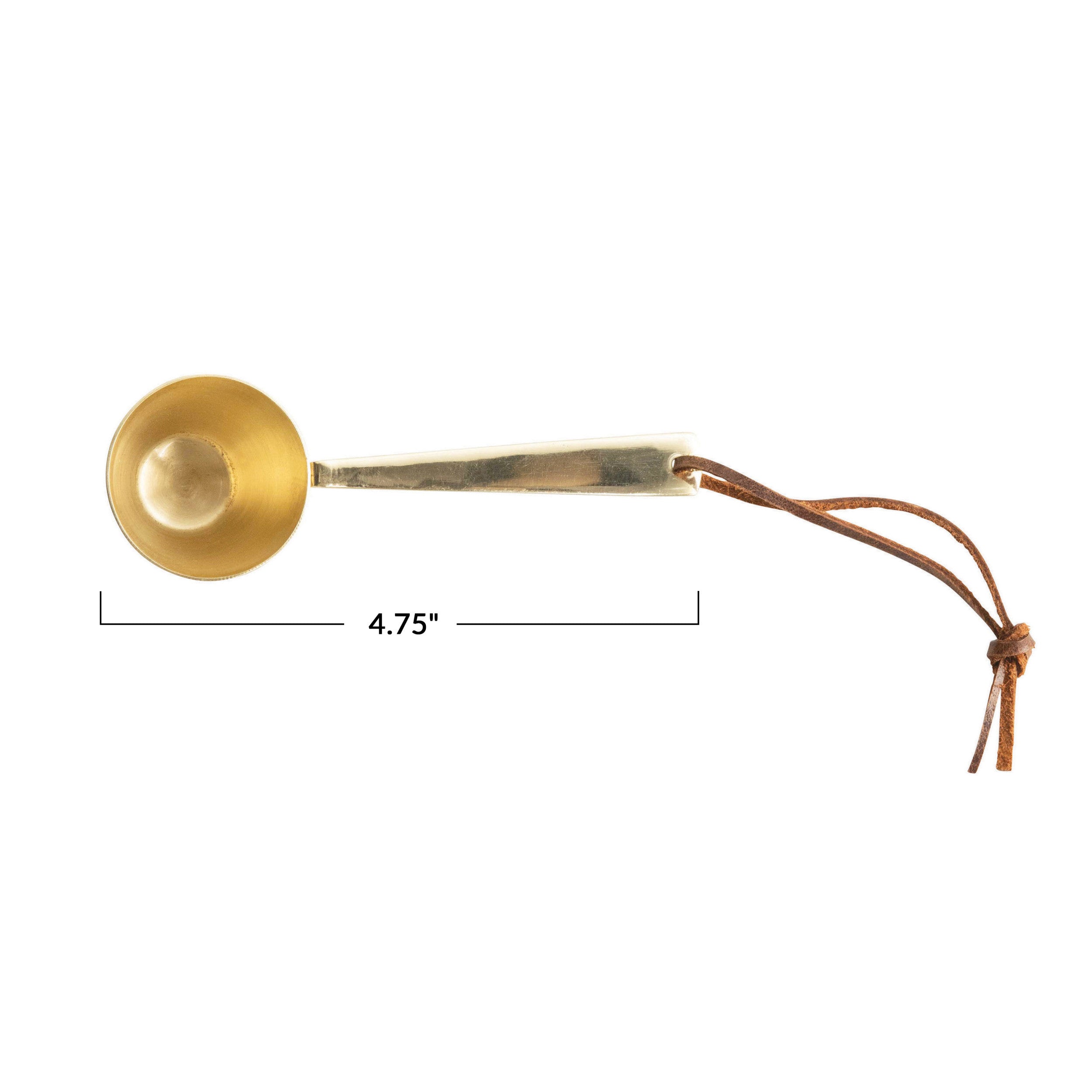 Stainless Steel Scoop w/Brass Finish & Leather Tie