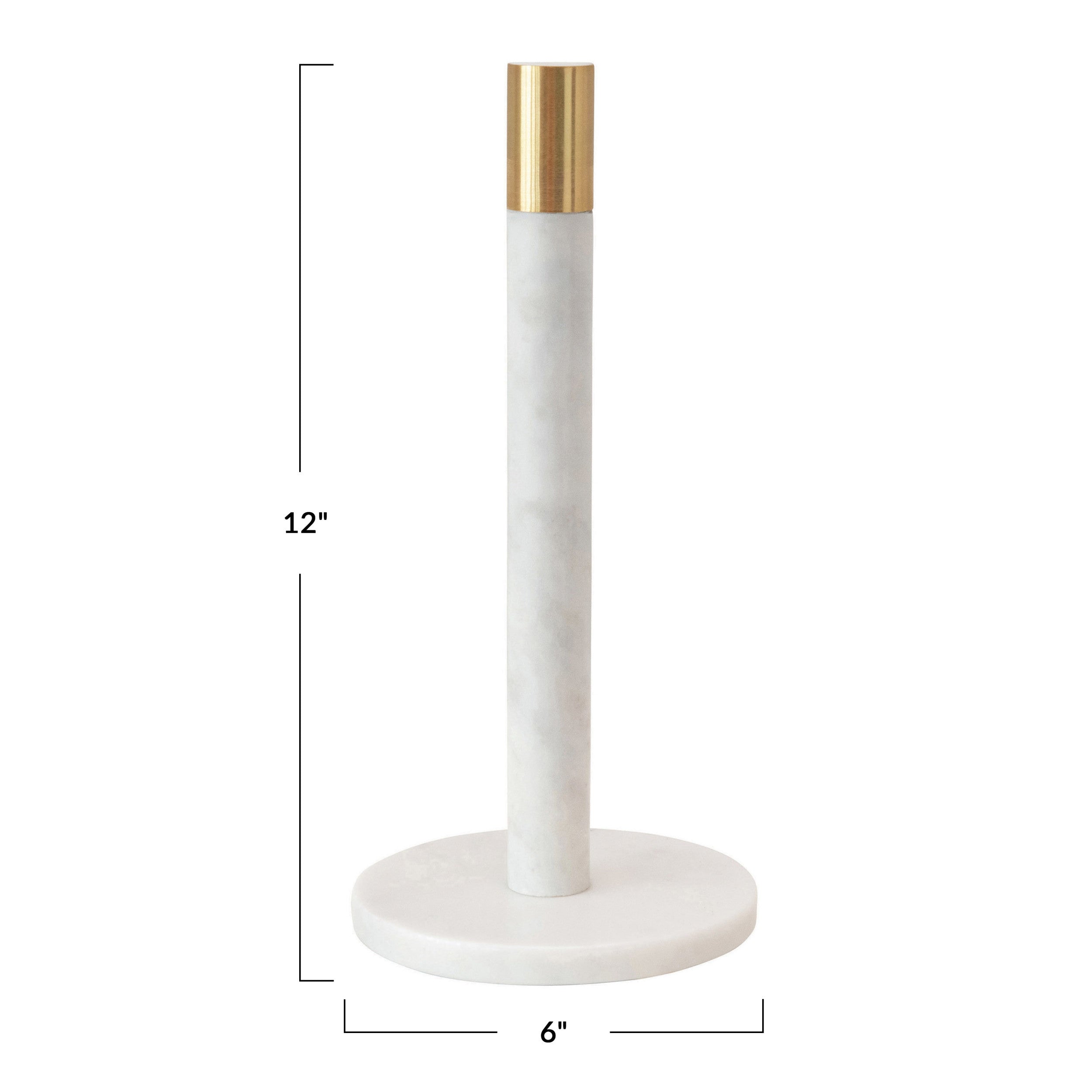 White Marble Paper Towel Holder w/Brass Top