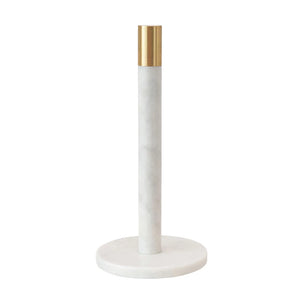 White Marble Paper Towel Holder w/Brass Top