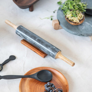 Marble Rolling Pin w/Handles & Stand
