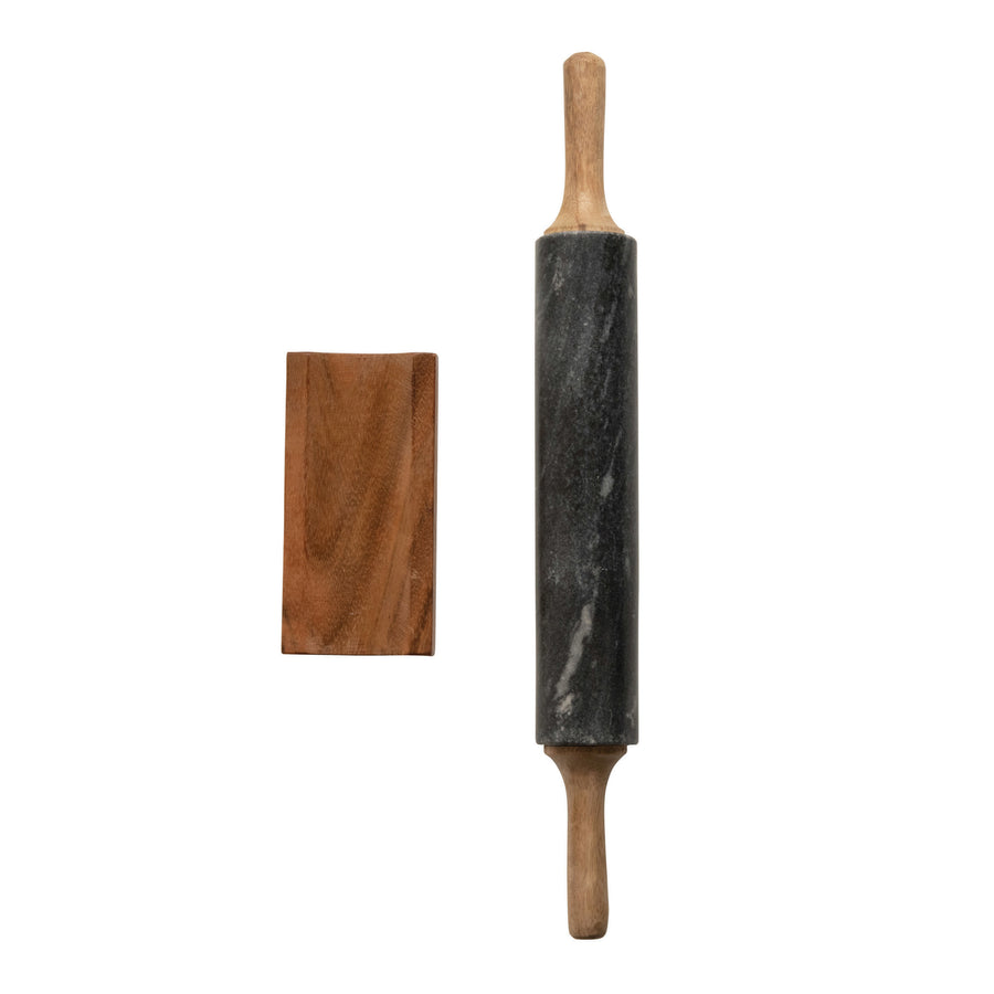 Marble Rolling Pin w/Handles & Stand