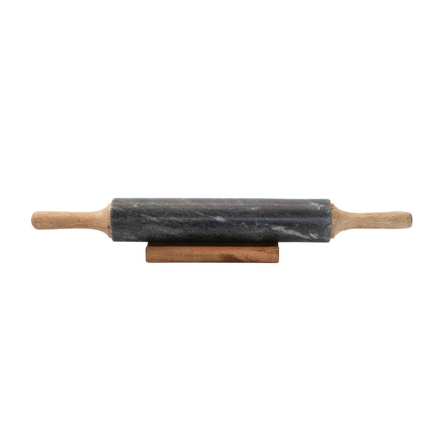 Marble Rolling Pin w/Handles & Stand