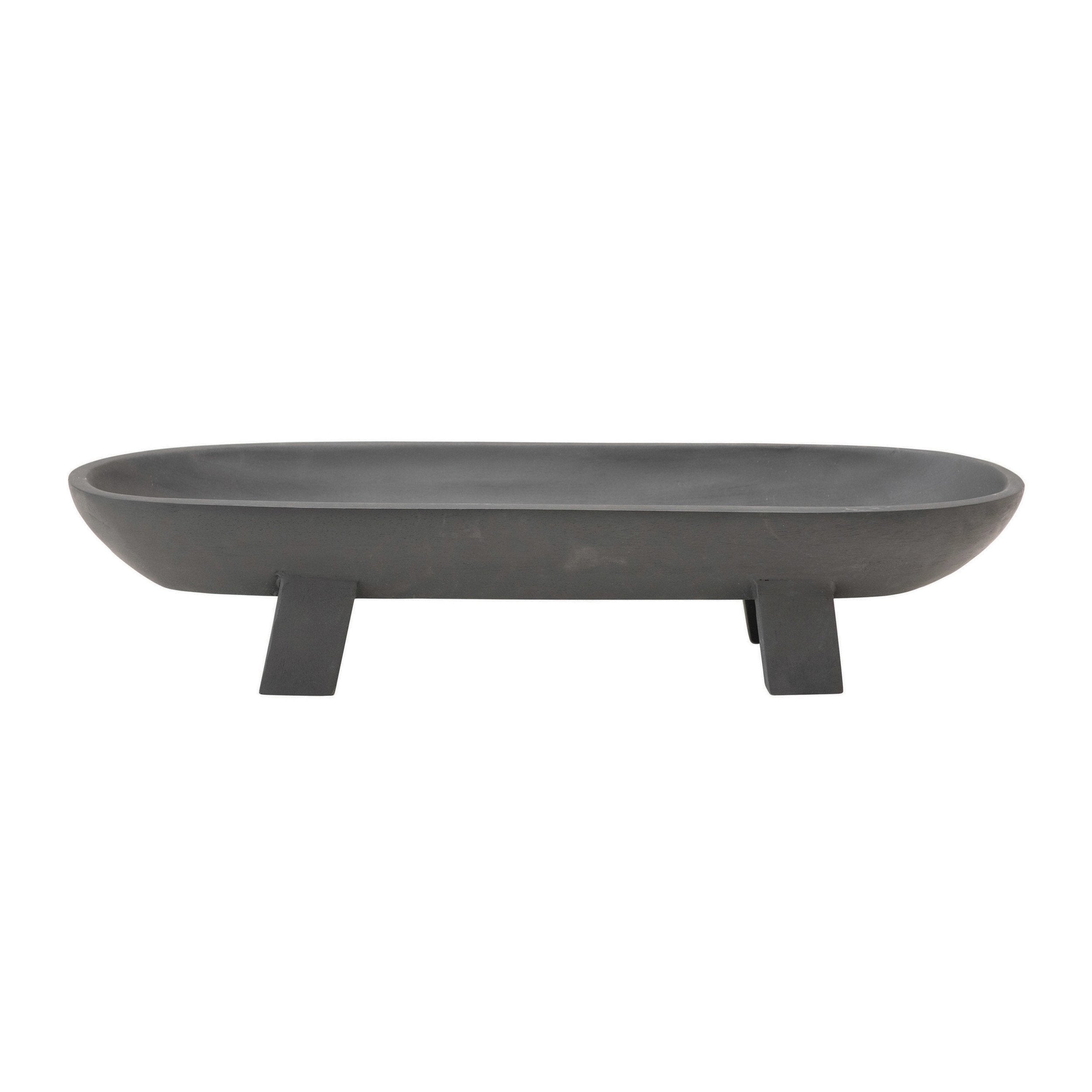 Matte Black Mango Wood Footed Tray
