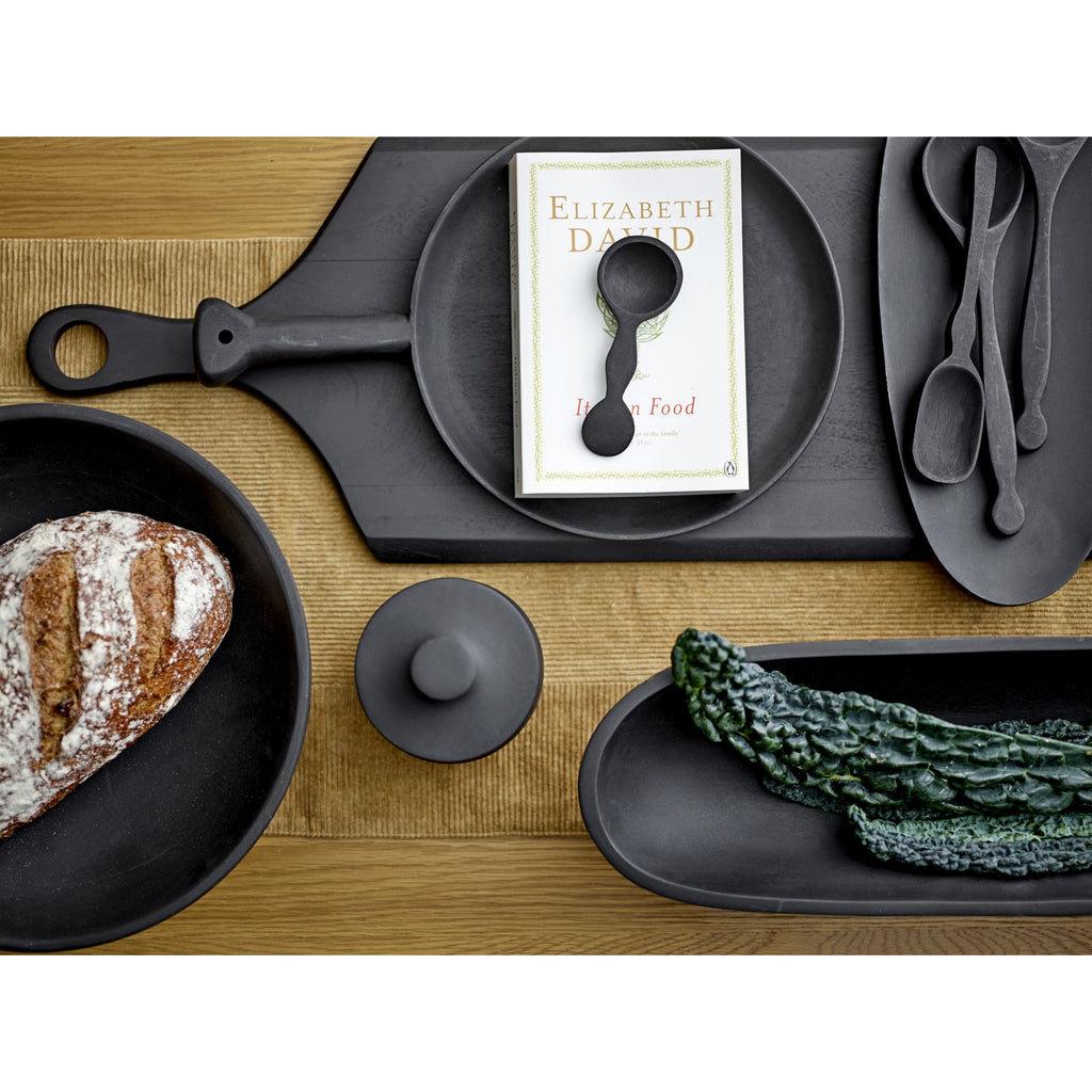 Matte Black Mango Wood Footed Tray