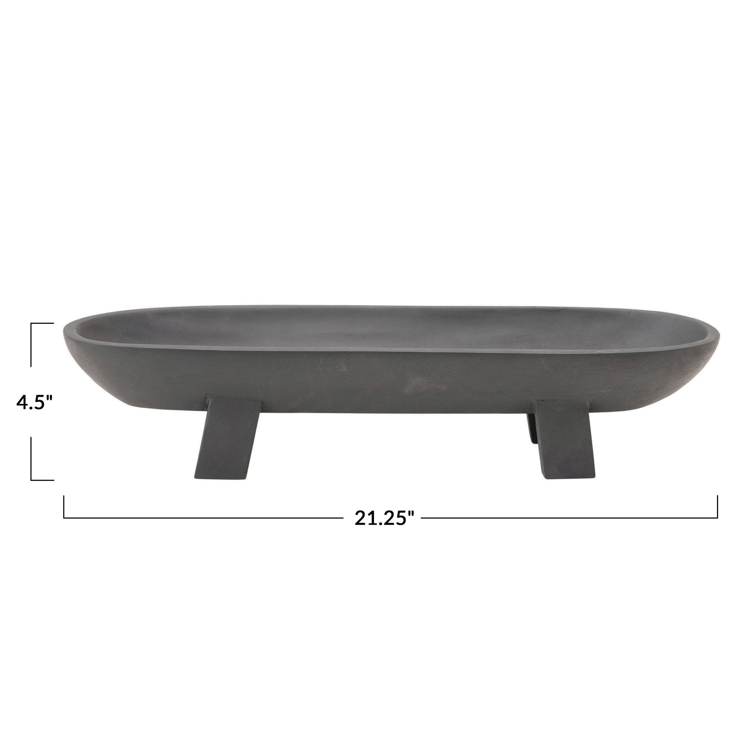 Matte Black Mango Wood Footed Tray