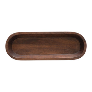 Walnut Finish Mango Wood Footed Tray