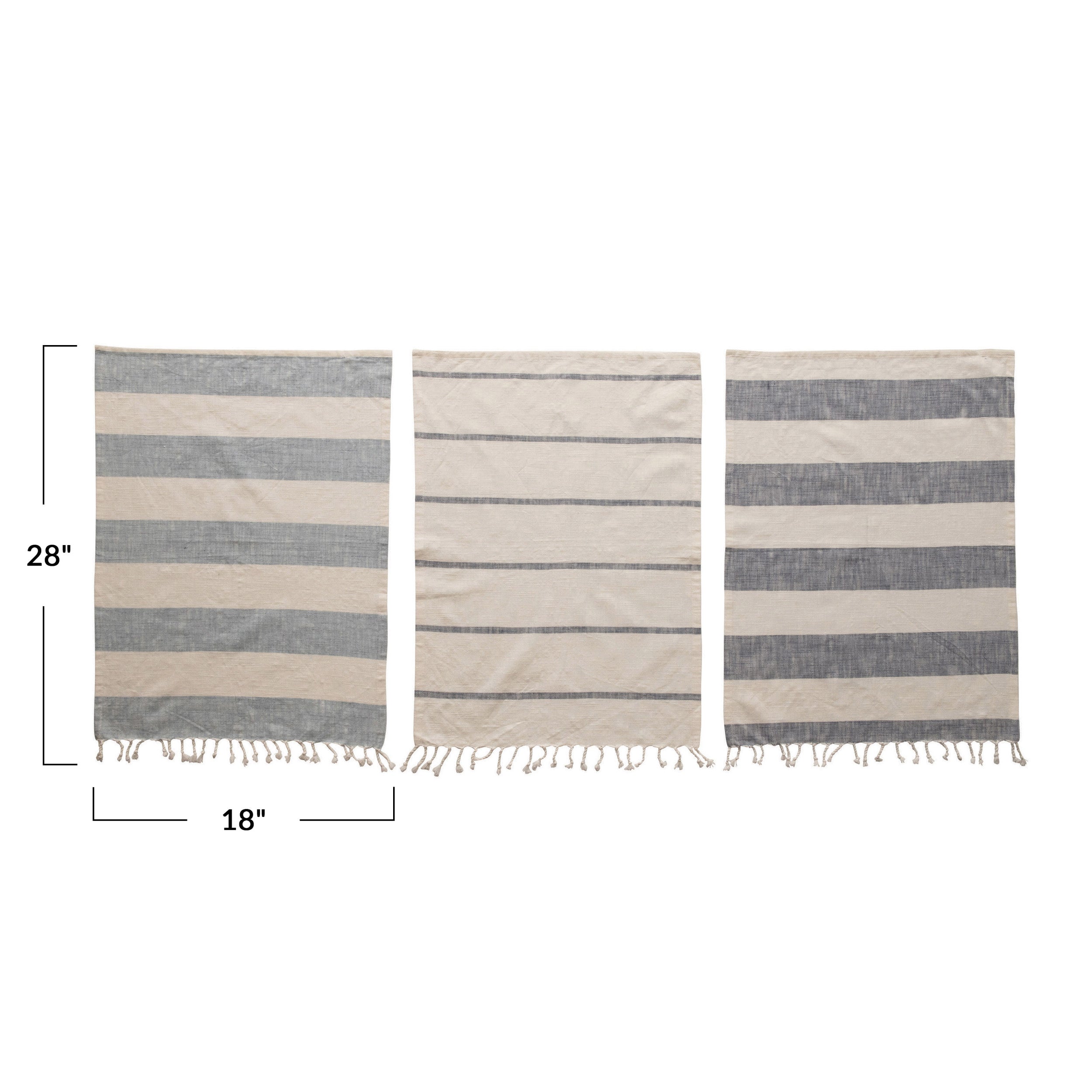 Blue & White Striped Tea Towels w/Tassels