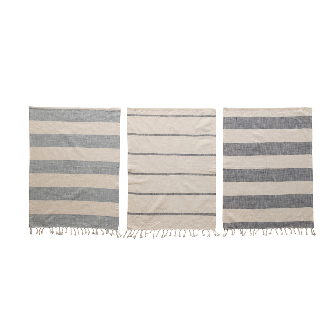 Blue & White Striped Tea Towels w/Tassels