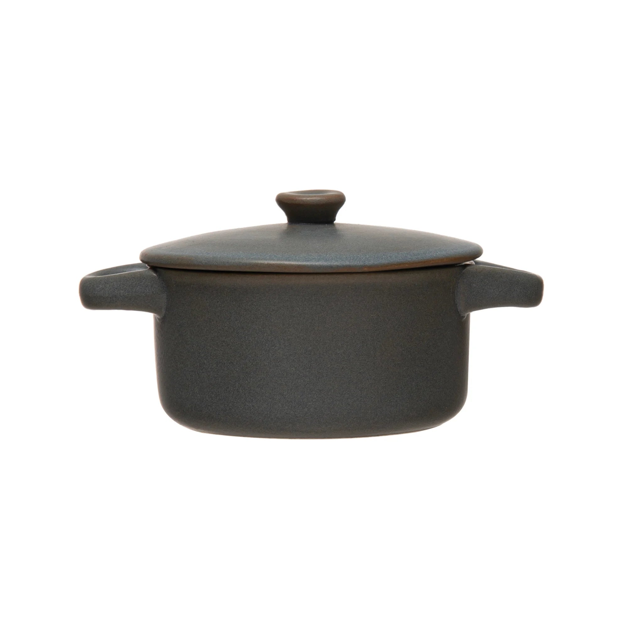 Matte Blue Stoneware Mini Baker w/Lid