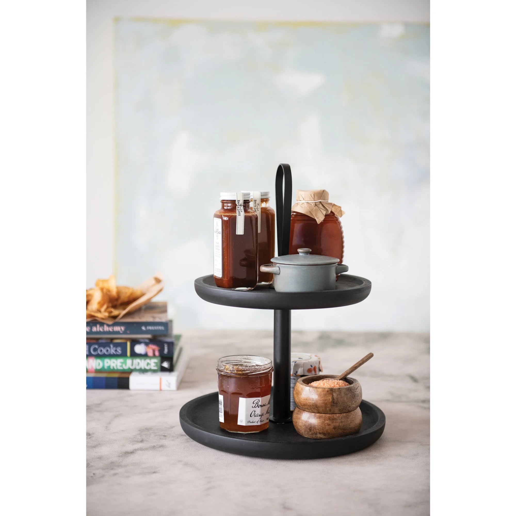 Matte Blue Stoneware Mini Baker w/Lid