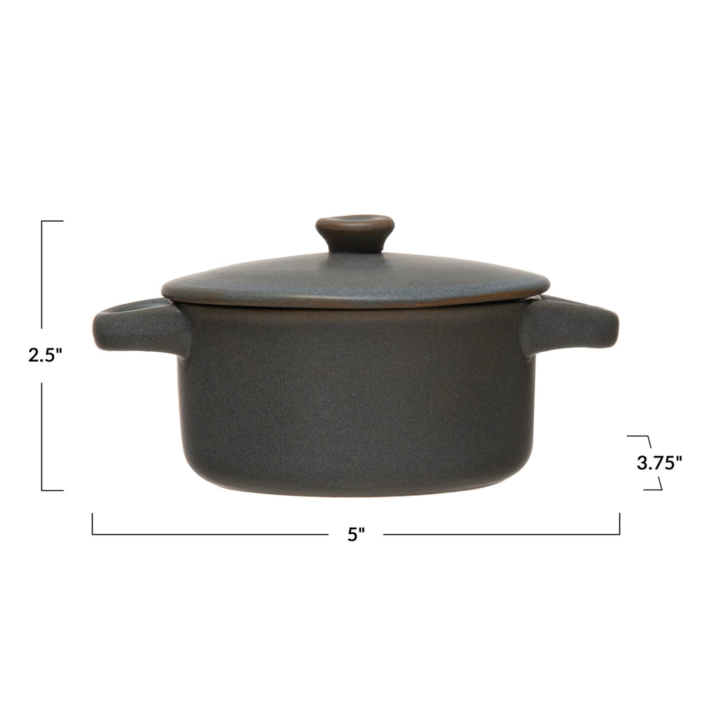 Matte Blue Stoneware Mini Baker w/Lid