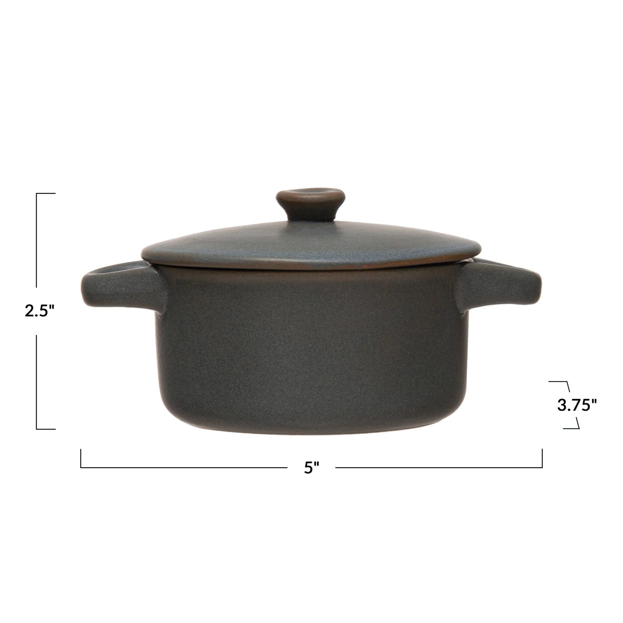Matte Blue Stoneware Mini Baker w/Lid