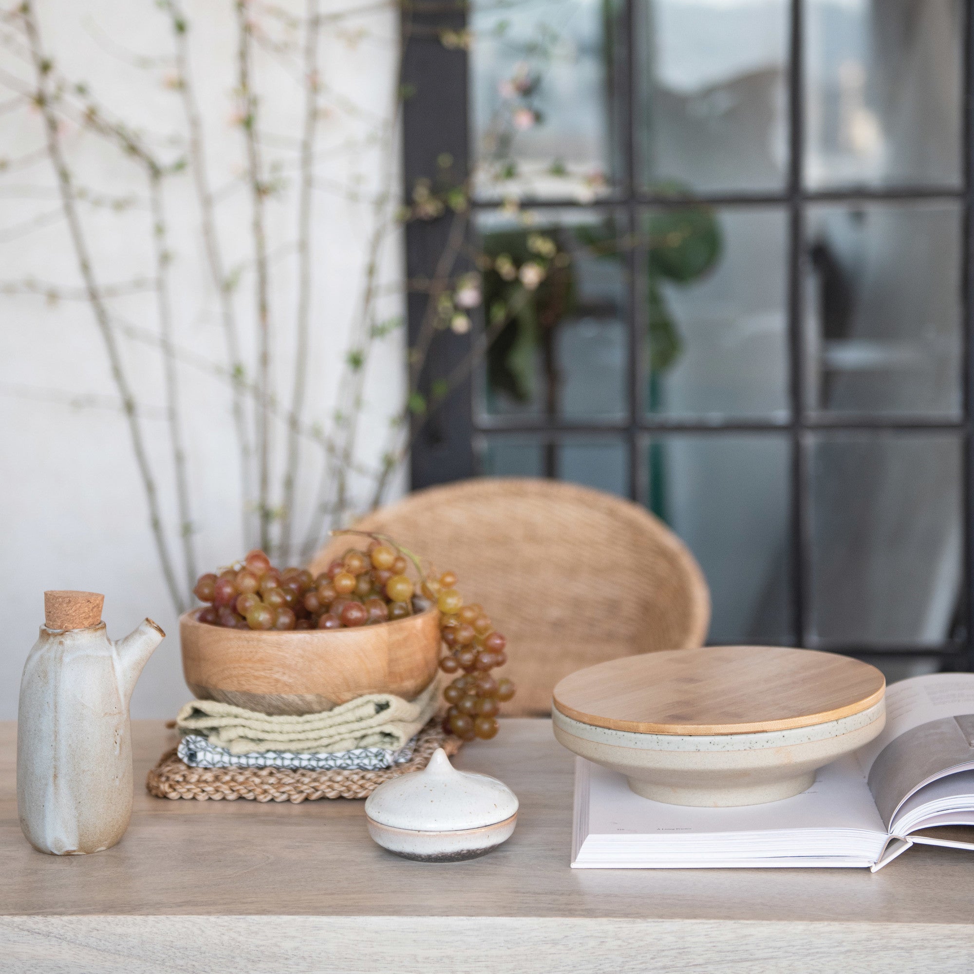 Matte Bone ColorStoneware Dish w/ Lid
