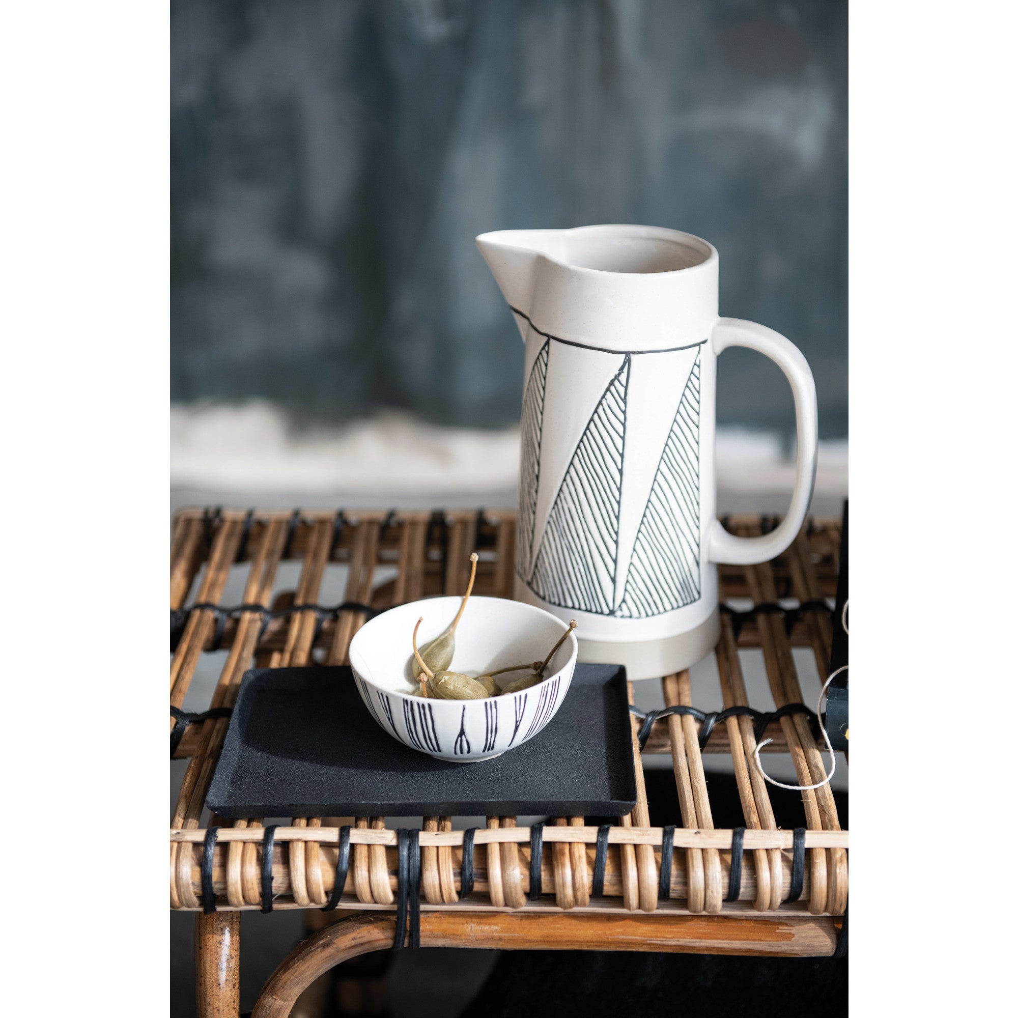 Matte Black Decorative Textured Metal Tray