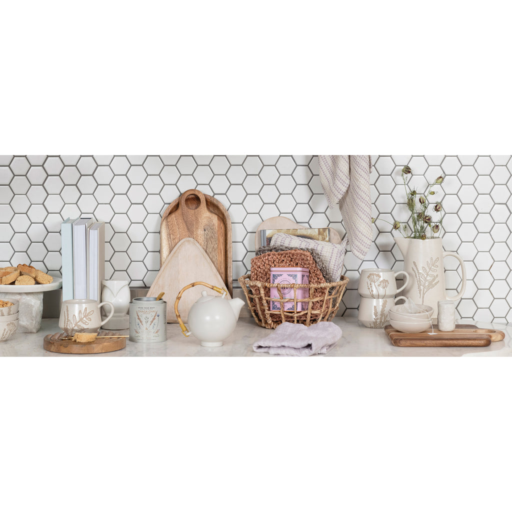 S/2 Sculpted Round Stoneware Salt & Pepper Shakers