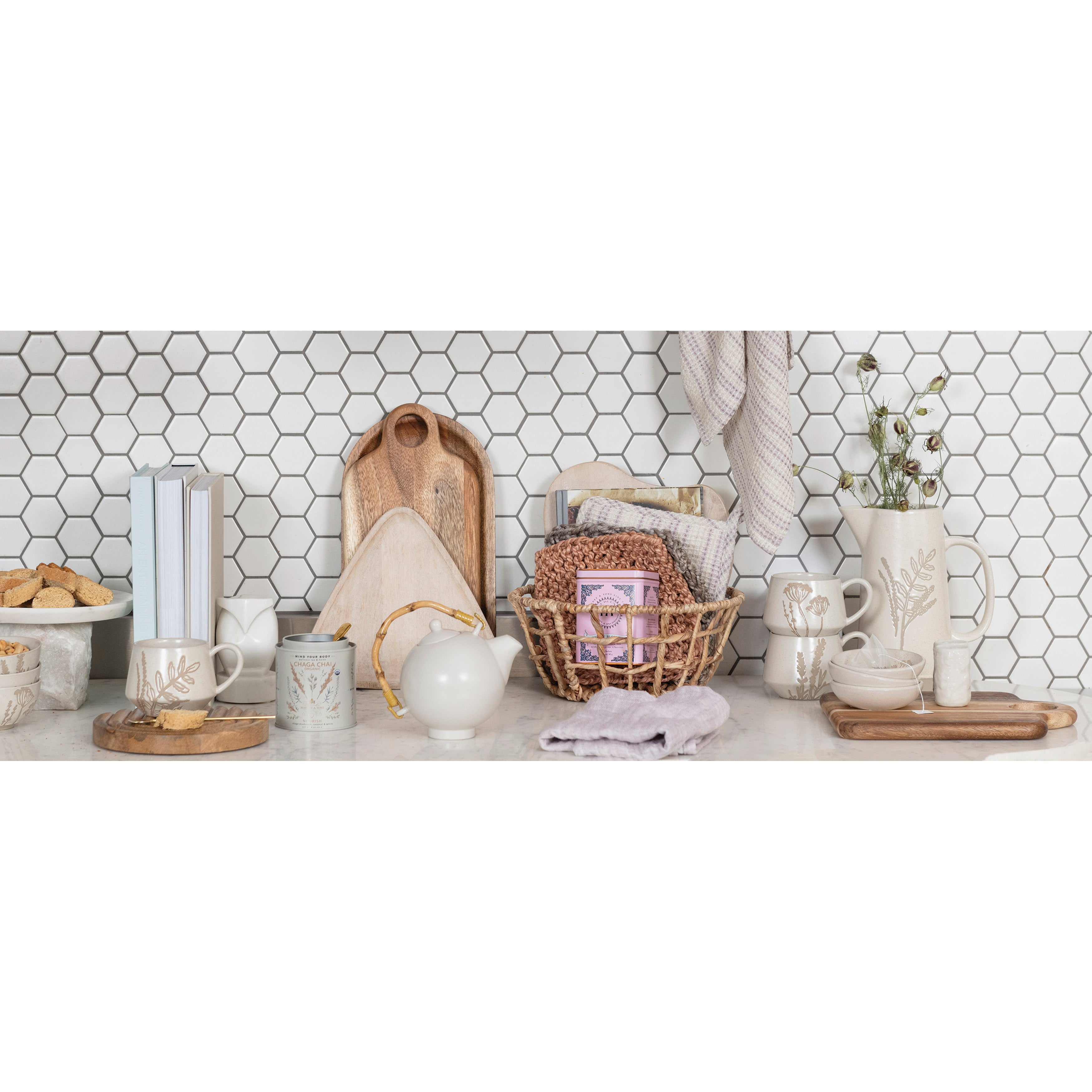 S/2 Sculpted Round Stoneware Salt & Pepper Shakers