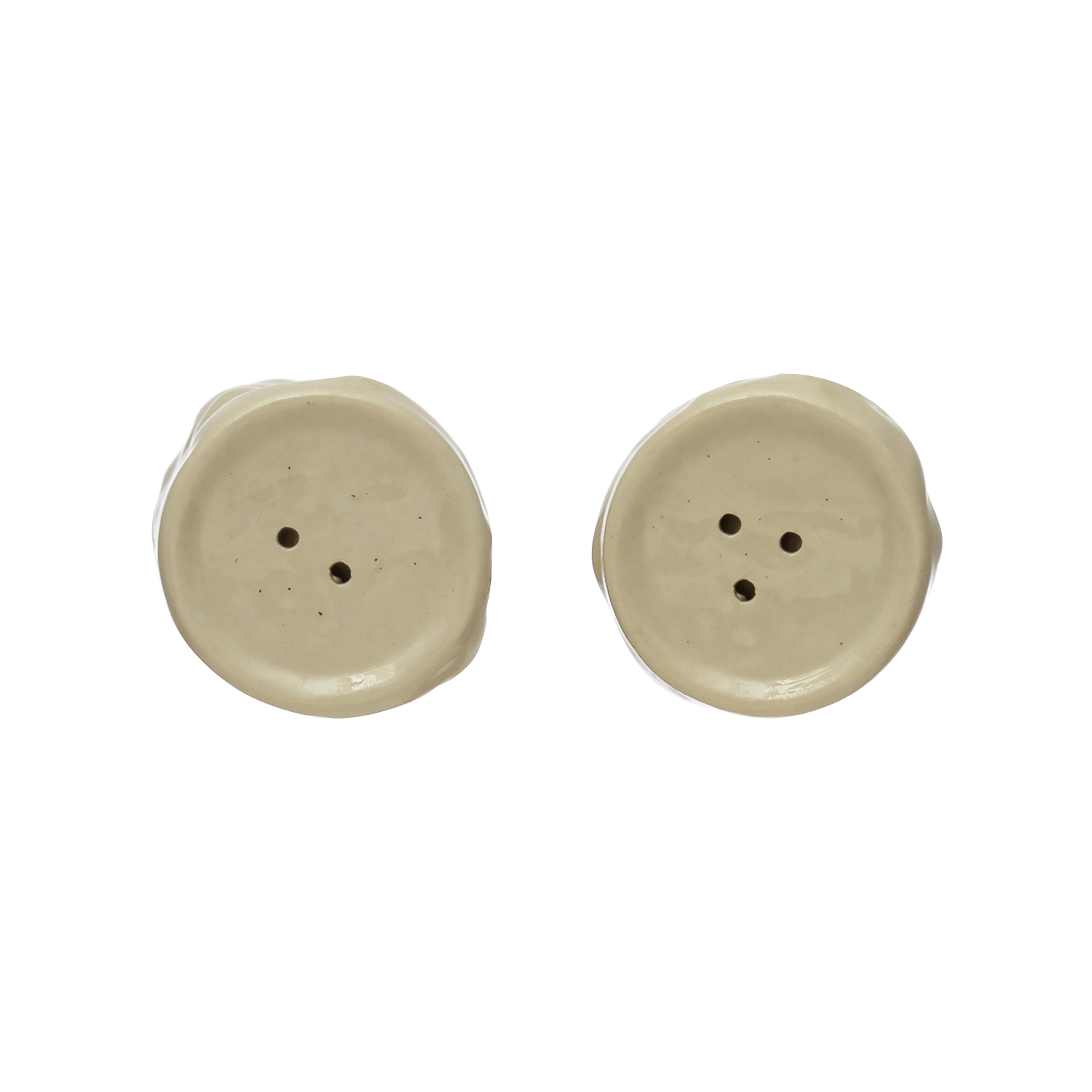 S/2 Sculpted Round Stoneware Salt & Pepper Shakers