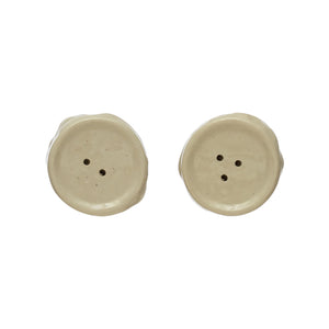 S/2 Sculpted Round Stoneware Salt & Pepper Shakers