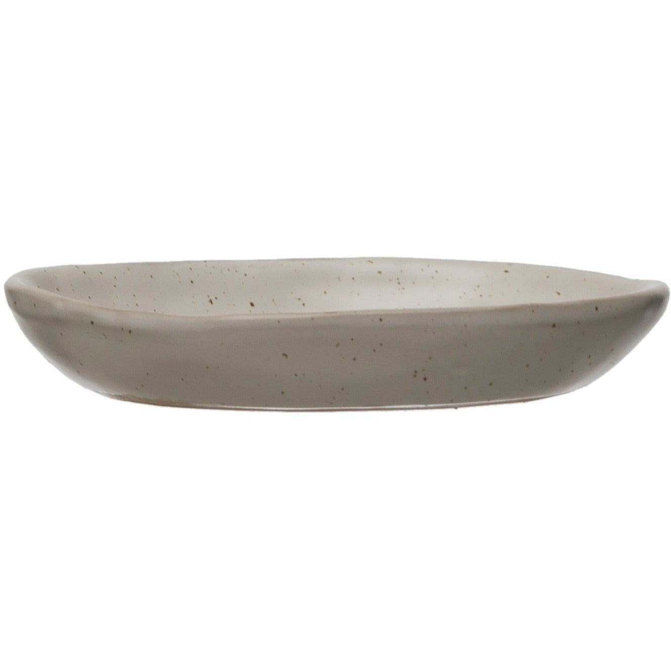Speckled Cream Color Stoneware Organic Shaped Dish