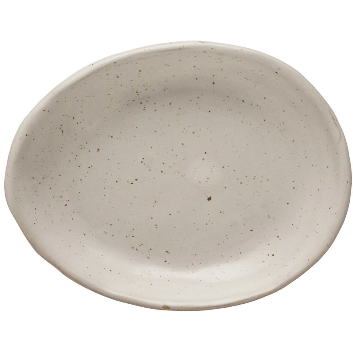 Speckled Cream Color Stoneware Organic Shaped Dish