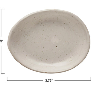 Speckled Cream Color Stoneware Organic Shaped Dish