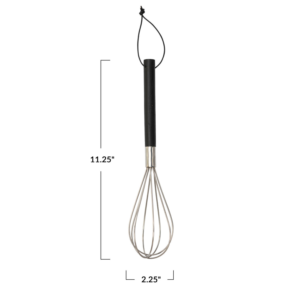 Stainless Steel Utensils w/Black Mango Wood Handle & Leather Tie