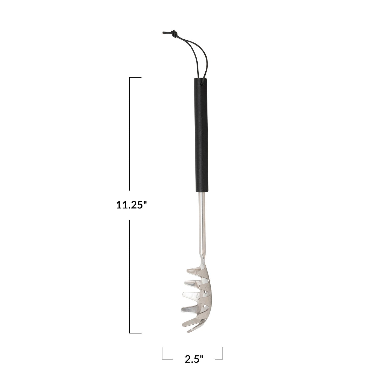 Stainless Steel Utensils w/Black Mango Wood Handle & Leather Tie