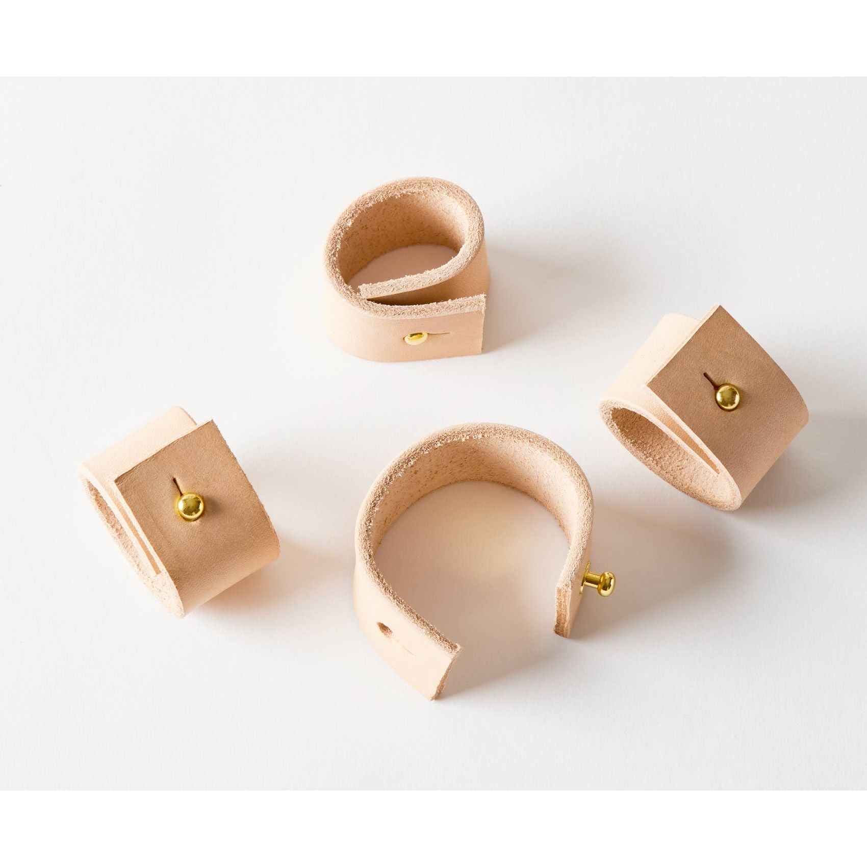 S/4 Leather Napkin Rings | Tan