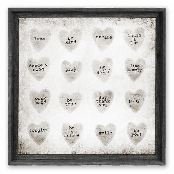 Framed Canvas Wall Art Candy Hearts
