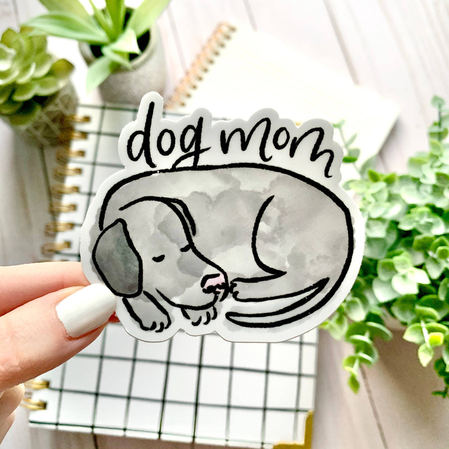 Watercolor Dog Mom Sticker 2.5x3in
