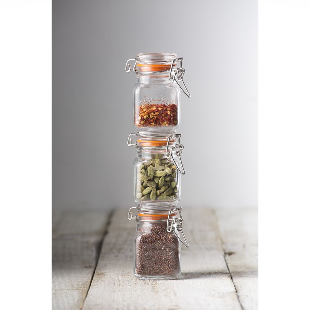 Square Clip Top Glass Spice Jar