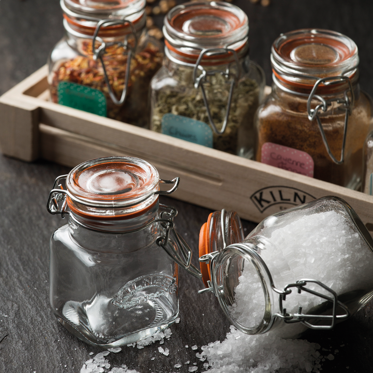 Square Clip Top Glass Spice Jar