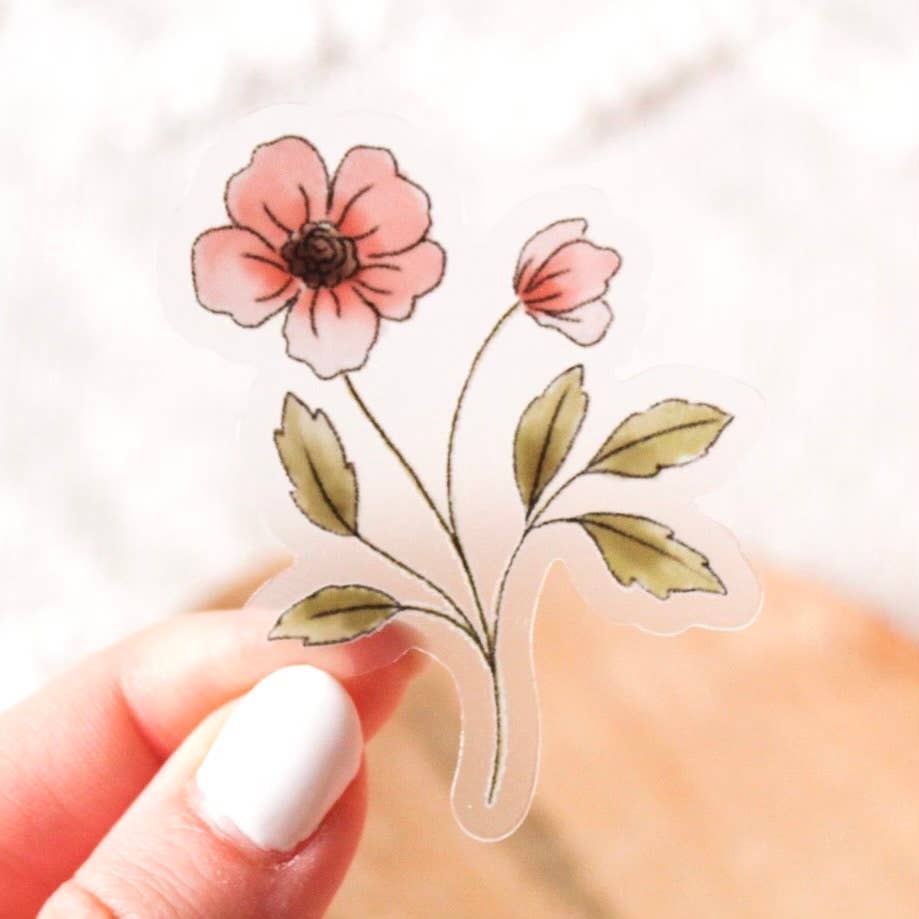 Clear Pink Primrose Sticker