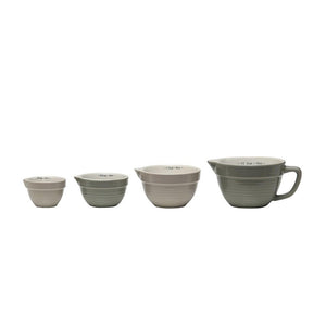 Gray Stoneware Batter Bowl Shaped Measuring Cups Set