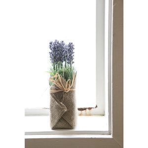 Burlap Wrapped Artificial Lavender Plant
