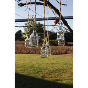 Glass Hanging Bottle w/Jute Rope
