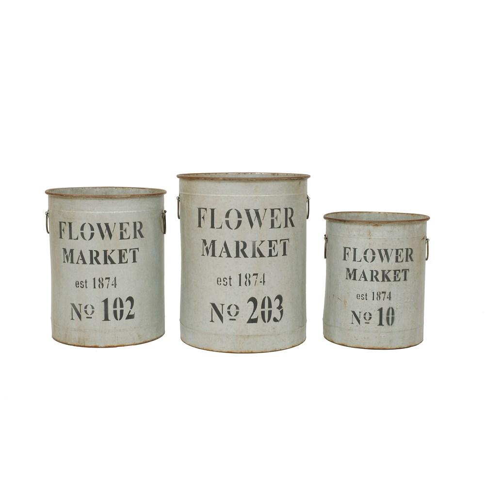 "Flower Market" Metal Buckets