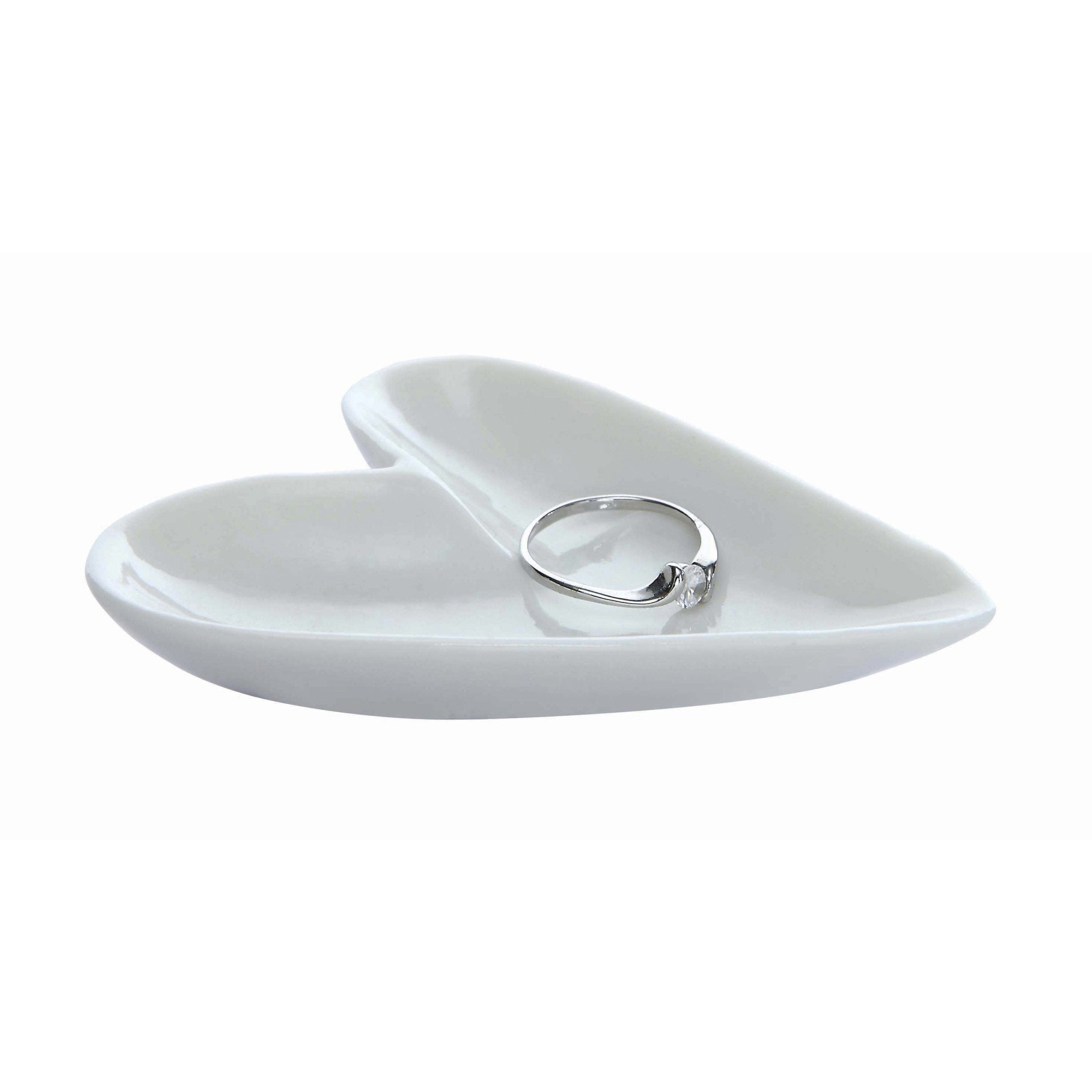White Ceramic Heart Ring Dish