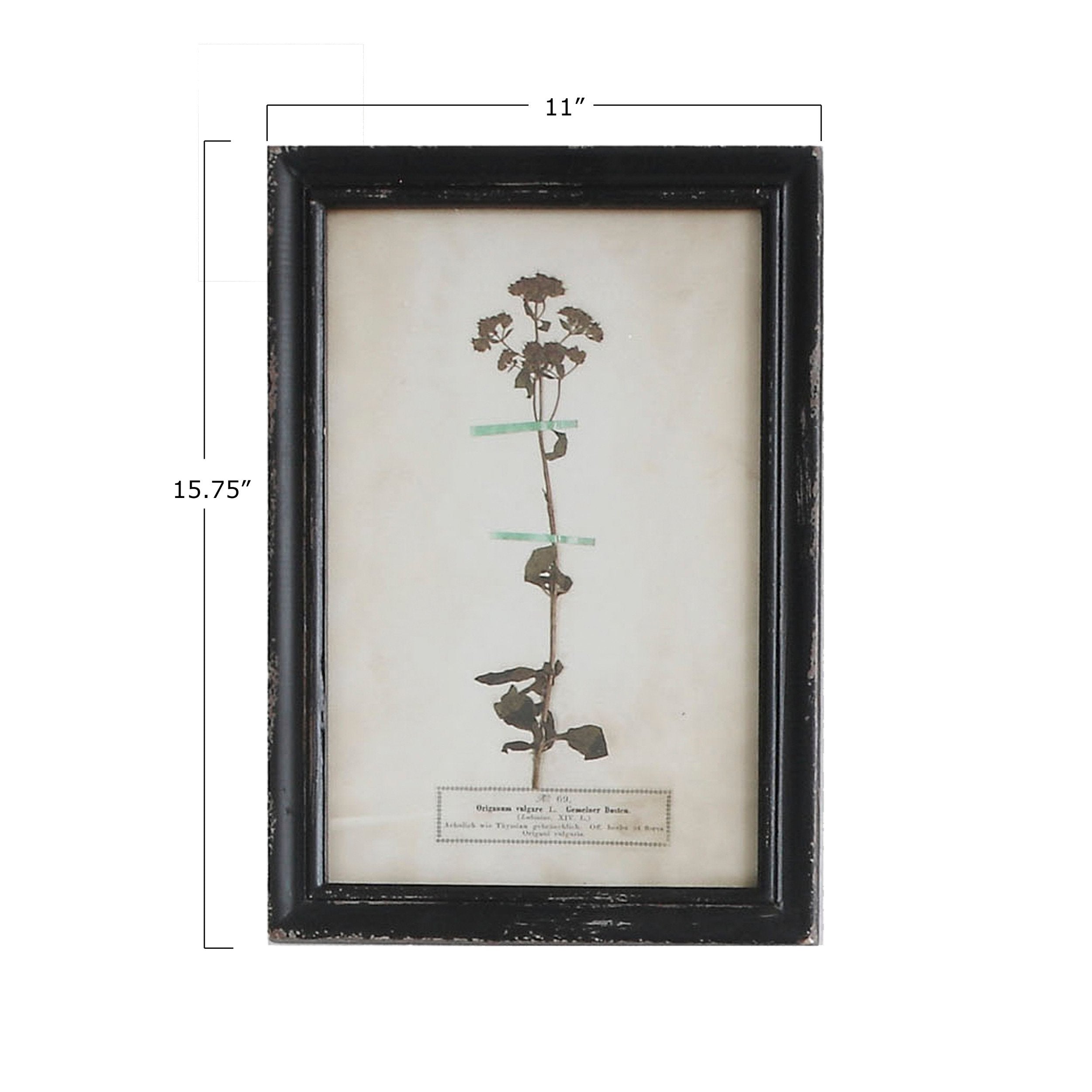 Vintage Reproduction Floral Art Wood Framed Glass Wall Decor