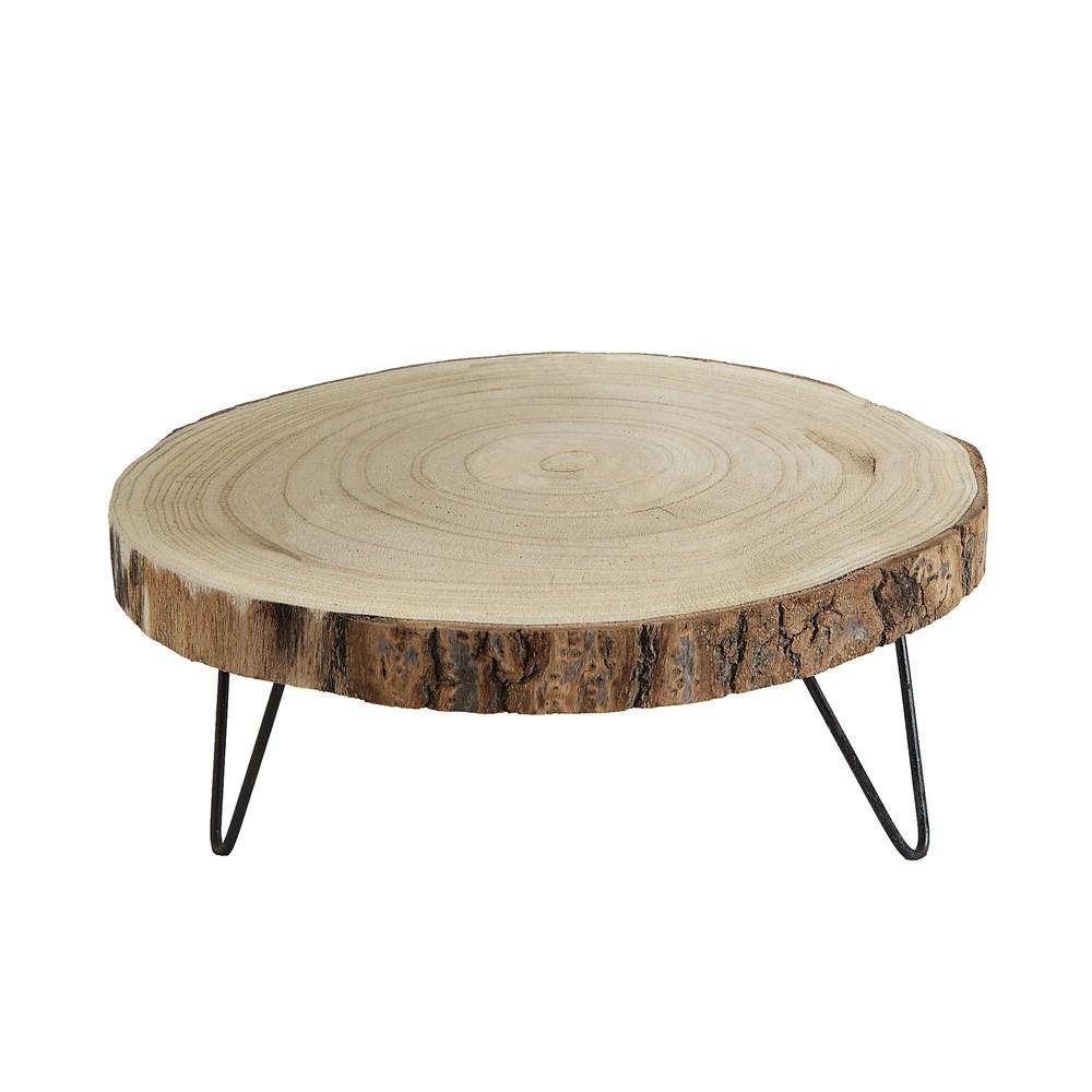 Paulownia Wood Pedestal w/Metal Legs - Large