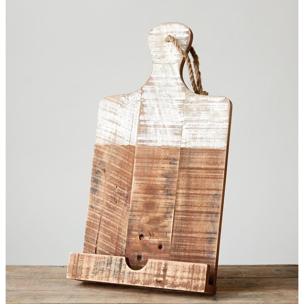 Wood Cookbook/Tablet Holder w/White Dipped Finish
