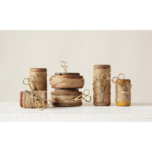 Found Wooden Spools w/Jute & Scissors