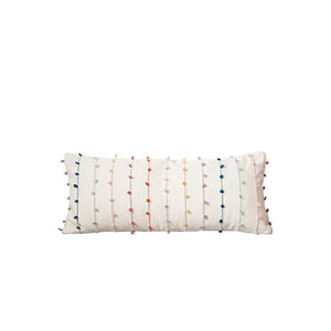 Cotton Pillow w/Multi-Color Embroidery Loop