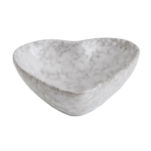Antique White Finish Stoneware Heart Dish
