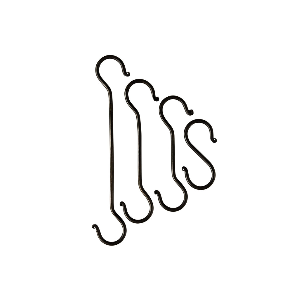 S/4 Antique Black Hand-Forged Iron S-Hooks