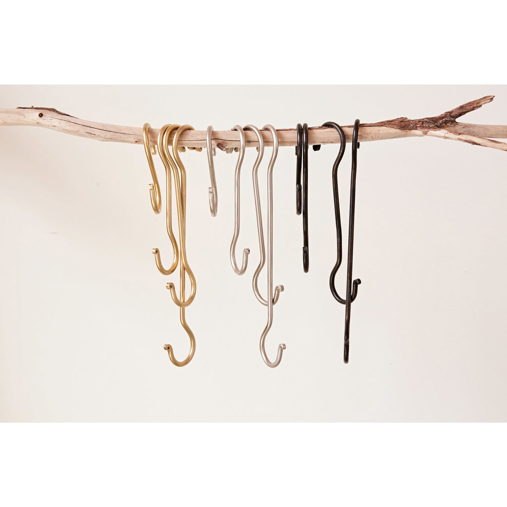 S/4 Antique Black Hand-Forged Iron S-Hooks