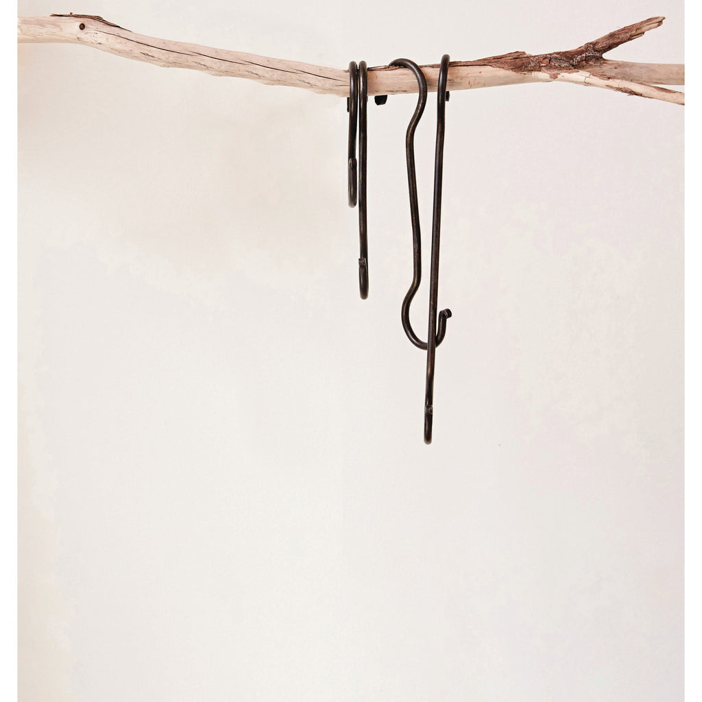 S/4 Antique Black Hand-Forged Iron S-Hooks
