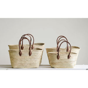 Hand-Woven Moroccan Baskets w/ Handles