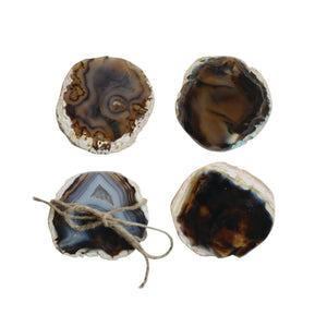 S/4 Brown Round Agate Coasters