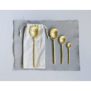 S/4 Brass Spoons w/Drawstring Bag